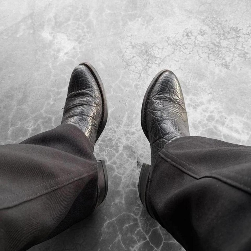 Vintage 90's Panhandle Slim Black leather point toe western cowboy boots